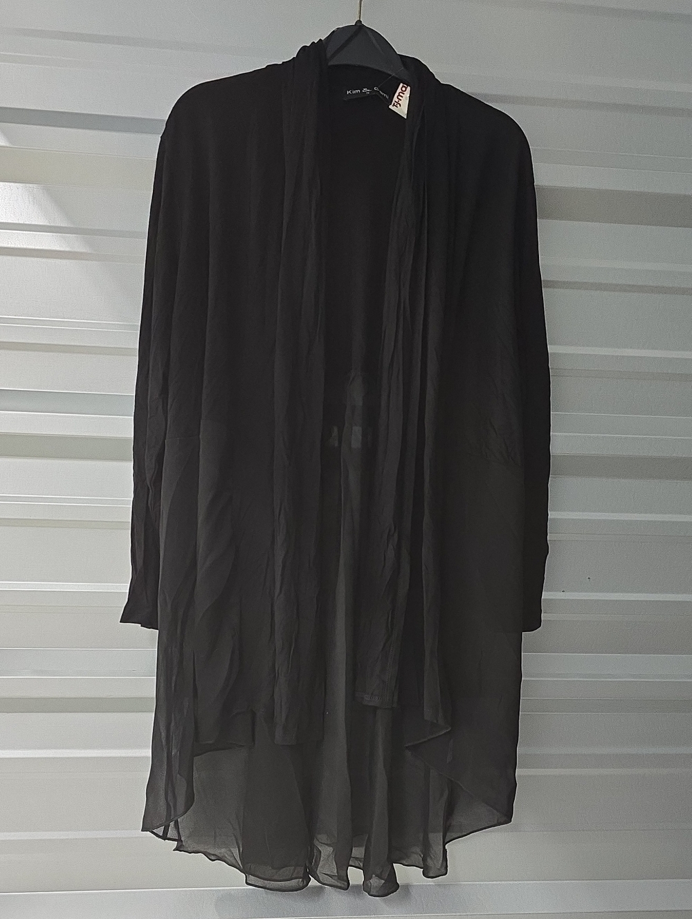 Kim & Cami Black Sheer Open-Front Duster